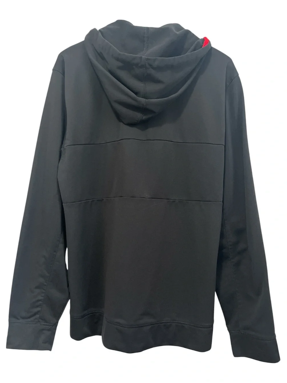 adidas Black Windbreaker Jacket with Red Trim and Hood